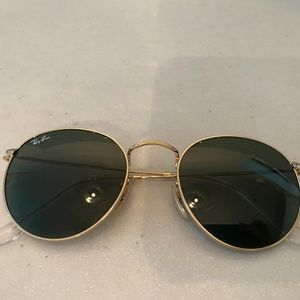 RayBan Black & Gold Round Sunglasses - NEW